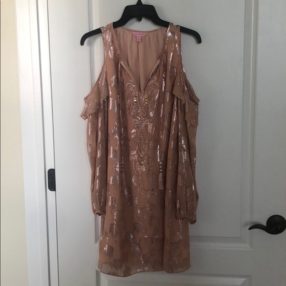 Lilly Pulitzer rose gold glitter dress size XS